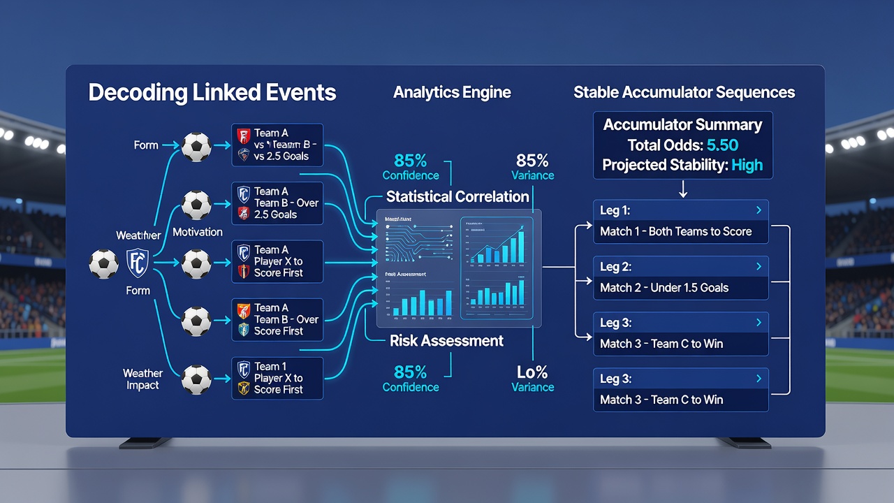 Data visualization of accumulator sequence modeling with independent and linked soccer events