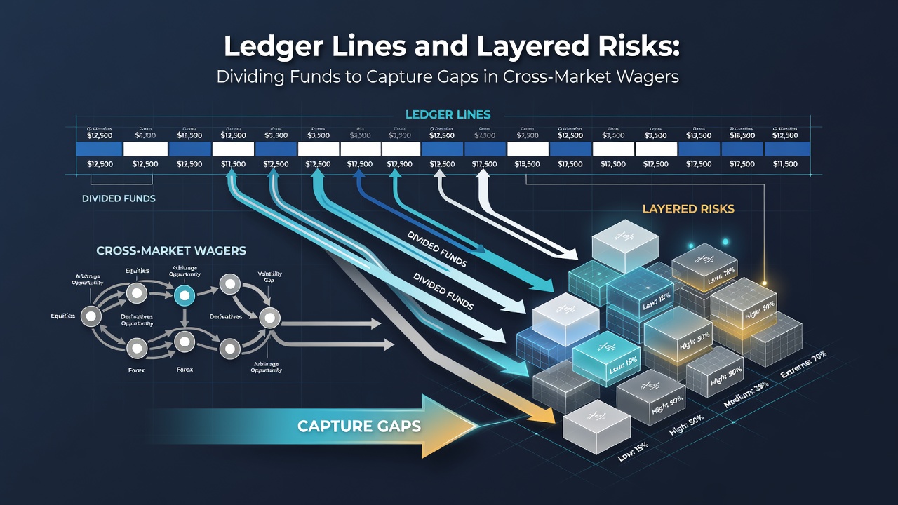 Detailed view of layered bankroll allocation chart showing cross-market wager entries and risk tiers