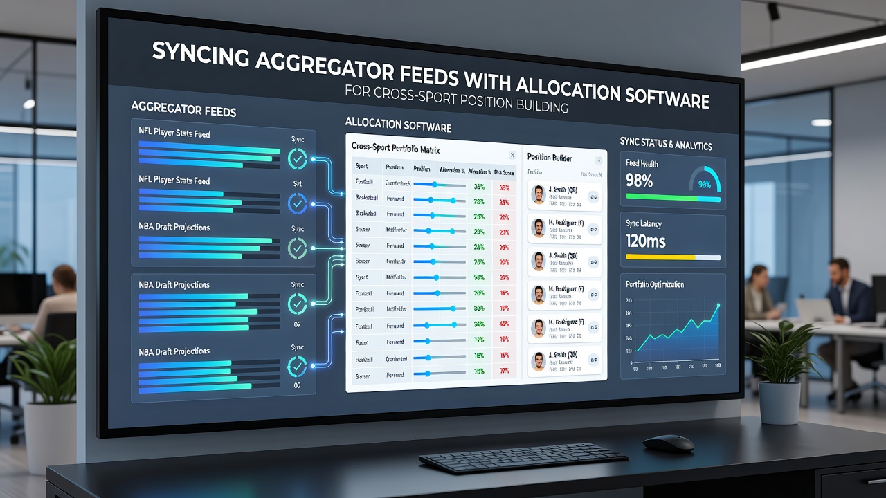 Allocation software dashboard shows cross-sport position sizing with live feed inputs and risk metrics